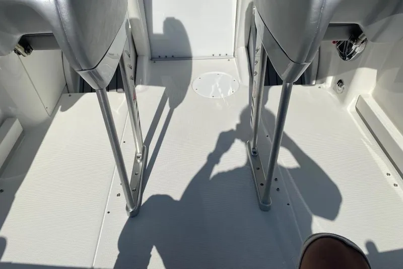  Yacht Photos Pics 2016 Formula 353 FASTech boat interior with seating and metal supports.