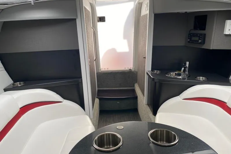  Yacht Photos Pics 2016 Formula 353 FASTech cabin interior with seating, sink, and modern amenities.