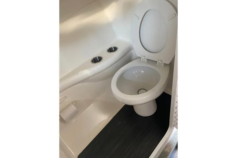  Yacht Photos Pics 2016 Formula 353 FASTech boat bathroom with toilet and cup holders.