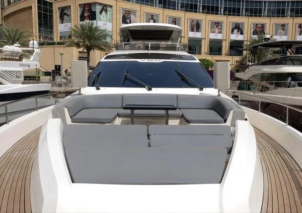  Yacht Photos Pics 2018 Galeon 780 Crystal yacht with sleek design and spacious deck seating.