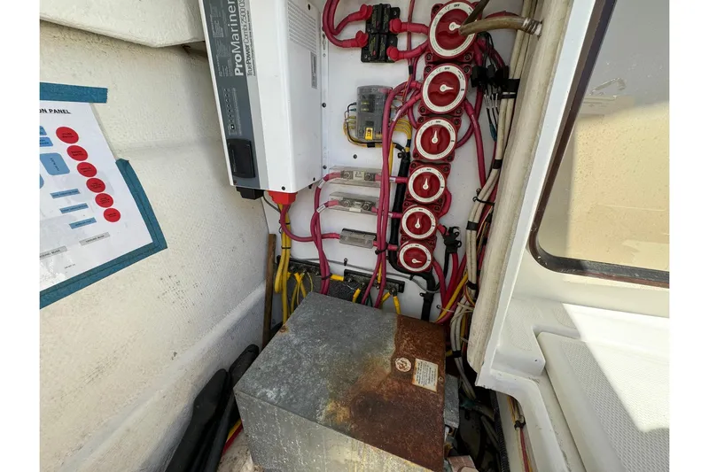 Point Aft'r Yacht Photos Pics Electrical panel and wiring inside a 2012 Ranger Tugs R-29 boat.