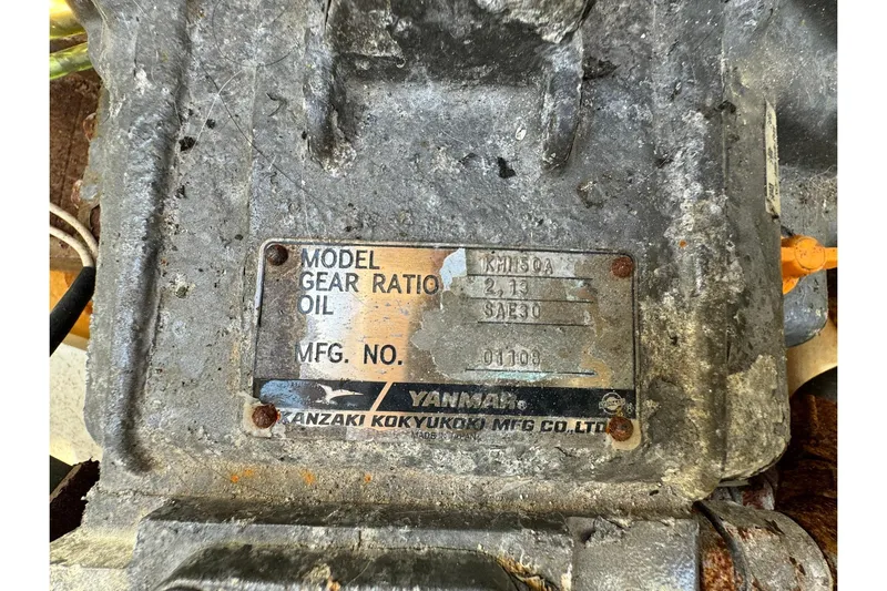 Point Aft'r Yacht Photos Pics Close-up of a Yanmar engine plate on a 2012 Ranger Tugs R-29 boat.