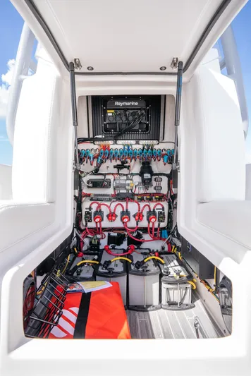  Yacht Photos Pics Electrical system compartment of 2024 Dynamic D-305V boat.