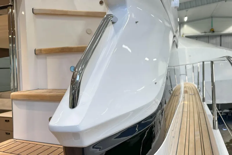 F45079 Yacht Photos Pics 2022 Princess F45 yacht with sleek design and wooden deck details.