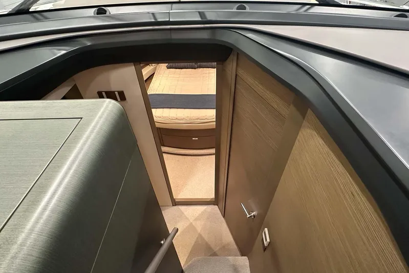 F45079 Yacht Photos Pics Interior view of 2022 Princess F45 yacht cabin with modern design elements.