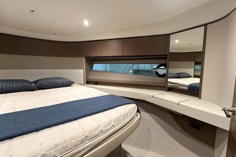 F45079 Yacht Photos Pics Luxurious 2022 Princess F45 yacht bedroom with modern design and elegant furnishings.