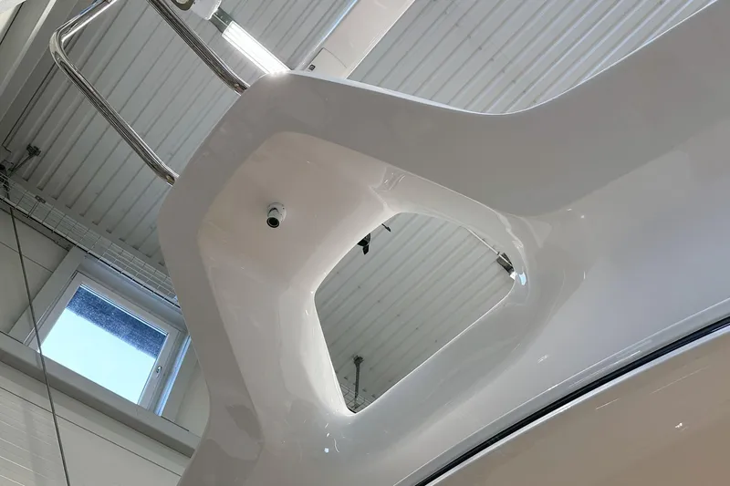 F45079 Yacht Photos Pics 2022 Princess F45 yacht interior detail with sleek white design and modern architecture.