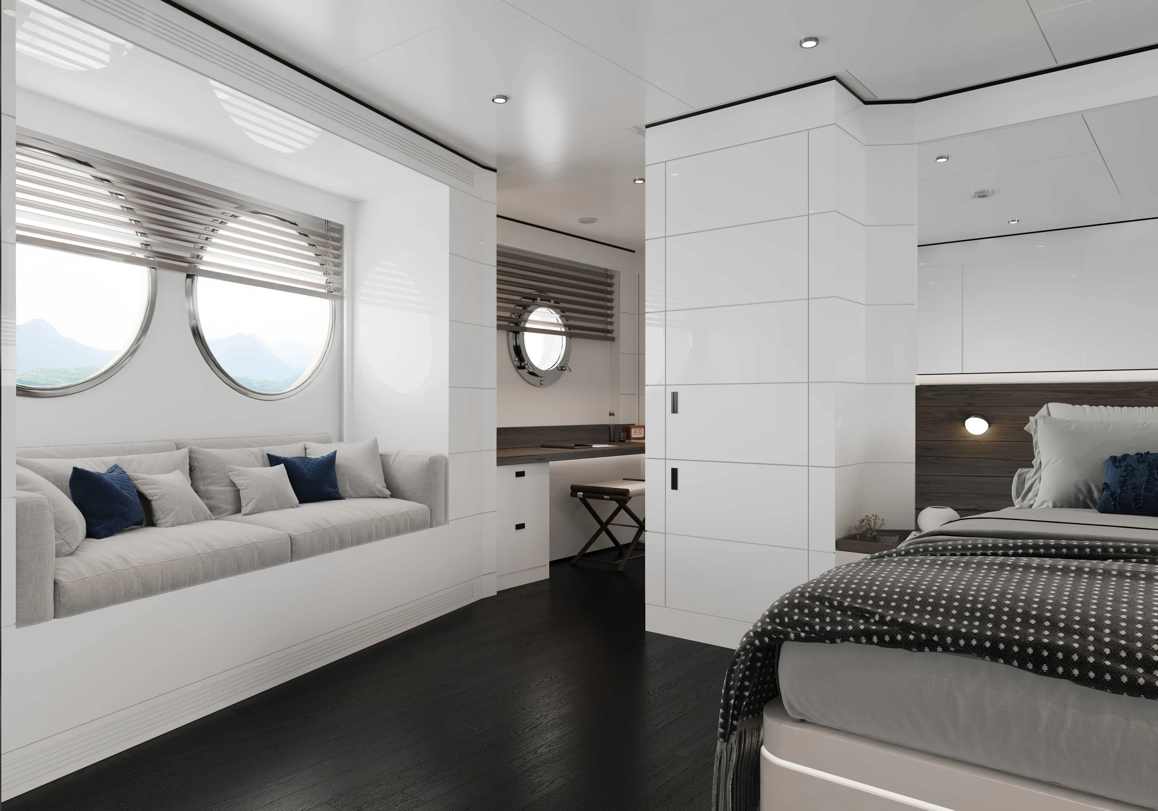  Yacht Photos Pics Luxurious yacht interior with modern design, featuring cozy seating and elegant decor, 2027 model.