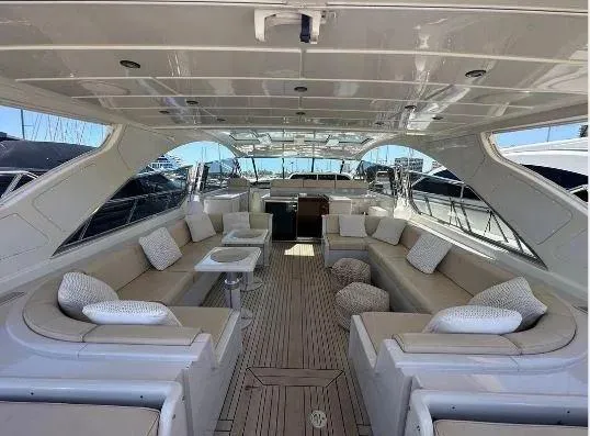  Yacht Photos Pics Luxurious 2006 Mangusta 80 yacht interior with spacious seating and elegant design.
