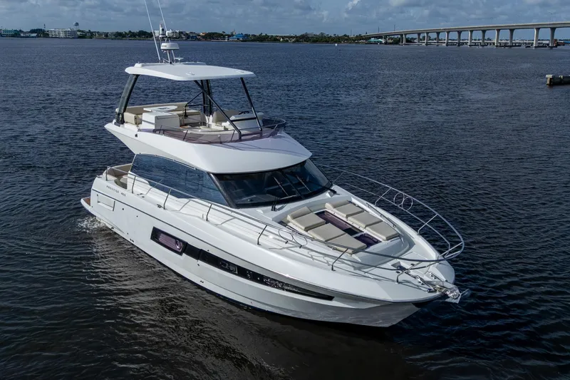 Pamper You Yacht Photos Pics 2019 Prestige 460 yacht cruising on open water under a clear sky.