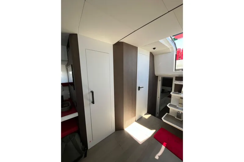  Yacht Photos Pics Interior of 2021 Fiart Seawalker 43 yacht, featuring modern design and ample natural light.