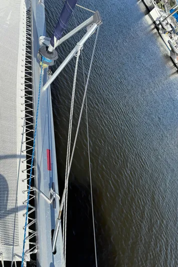 Merry Mac Yacht Photos Pics Catamaran deck view, Leopard 44, 2013 model, docked at marina.