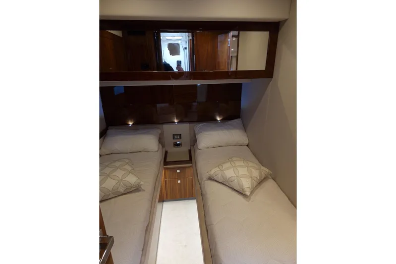 Mon Trésor Yacht Photos Pics Luxurious twin cabin in 2020 Riviera 6000 Sport Yacht Platinum Edition.