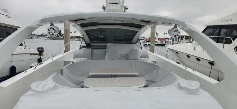 Catch And Release Yacht Photos Pics Luxurious 2017 Trident Custom yacht with spacious deck and modern design at marina.
