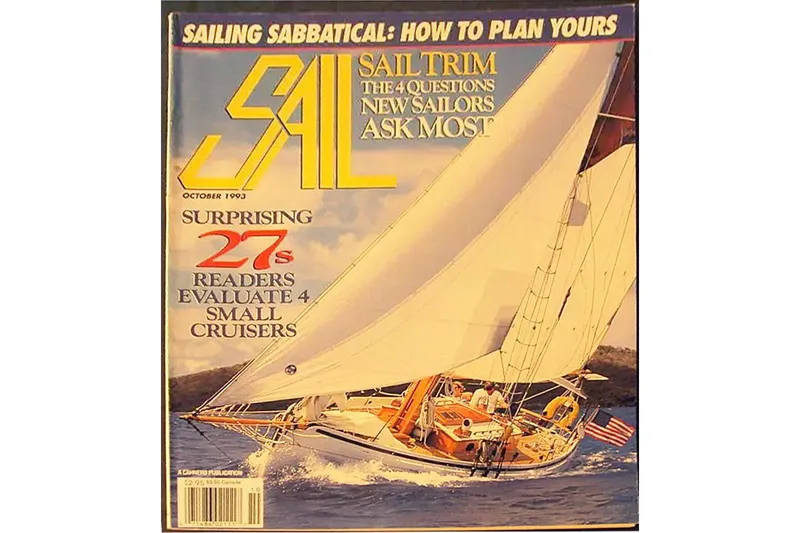 Jolie Brise Yacht Photos Pics Magazine cover featuring a sailboat, "Sail" October 1993 issue, with sailing tips and cruiser evaluations.