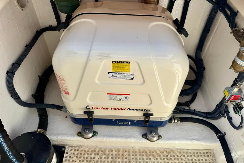  Yacht Photos Pics Fischer Panda generator in 2019 Intrepid 407 Cuddy boat engine room.