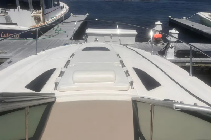 No Woke Zone Yacht Photos Pics 2008 Sea Ray 310 Sundancer yacht docked at marina, sunny day.