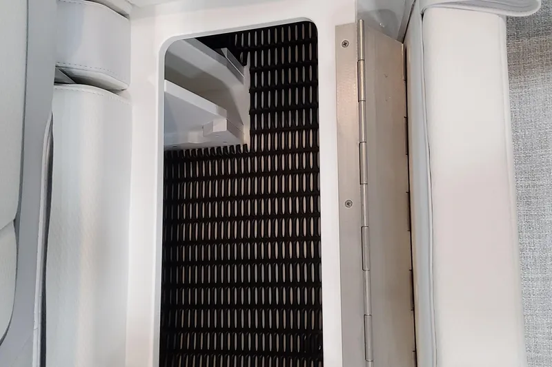  Yacht Photos Pics Interior view of 2026 Formula 330 Crossover Bowrider OB, featuring sleek seating and flooring.