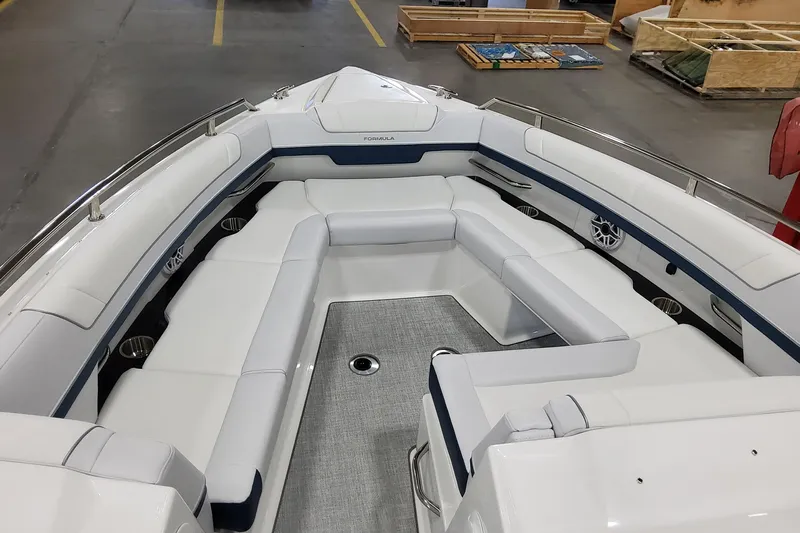  Yacht Photos Pics 2026 Formula 330 Crossover Bowrider OB interior with spacious seating and modern design.