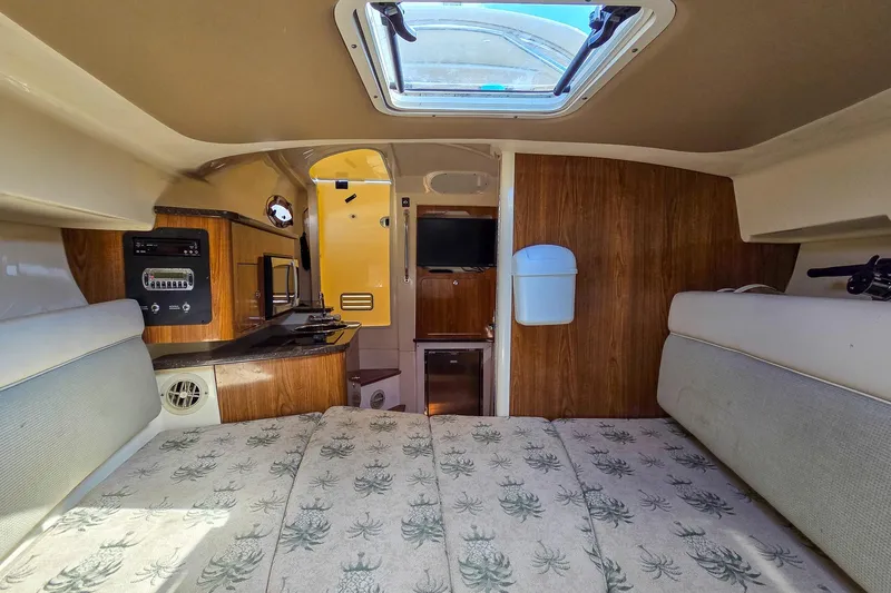  Yacht Photos Pics Interior of 2008 Scout 295 Abaco boat with cozy cabin and modern amenities.