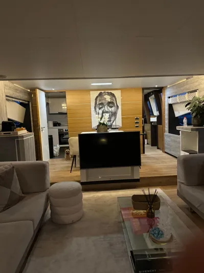 My Biscane Yacht Photos Pics Luxurious interior of a 2007 Astondoa A 76 GLX yacht with modern decor and elegant furnishings.