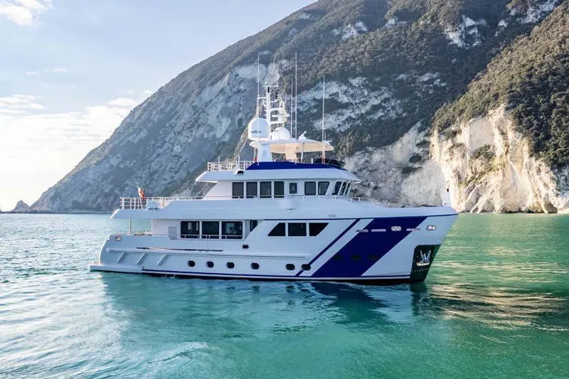 Empire Yacht Photos Pics 2024 Cantiere Delle Marche Darwin 86 yacht in scenic coastal waters.