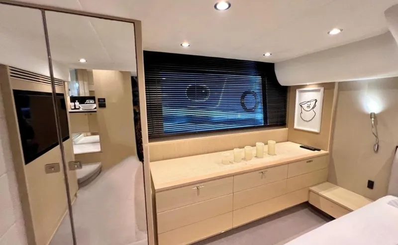  Yacht Photos Pics Luxurious interior of a 2016 Princess yacht, featuring modern design and elegant furnishings.