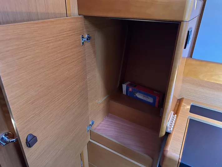 Life Line Yacht Photos Pics Wooden cabinet interior on 2017 Jeanneau Sun Odyssey 44 DS yacht.