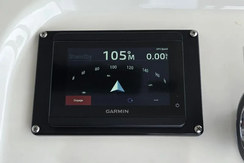  Yacht Photos Pics Garmin navigation display on 2008 Sea Ray 58 Sedan Bridge, showing heading and speed.