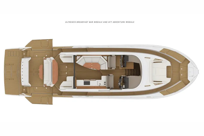 Jack's Boat Yacht Photos Pics Manufacturer Provided Image: Top view of 2024 Tiara Yachts EX 60 luxury yacht layout.