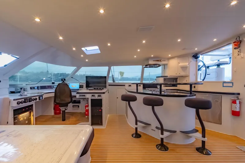 Gizmo Yacht Photos Pics Luxurious interior of 2012 Morrelli & Melvin 65 custom yacht with modern amenities.