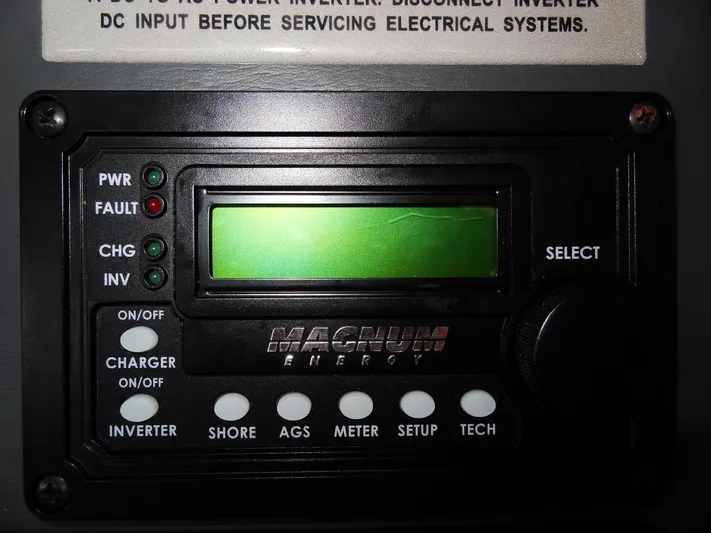 Meow Or Never Yacht Photos Pics Magnum Energy inverter control panel on Leopard 45, 2020 model.