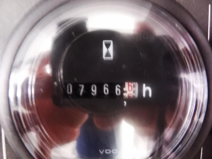 Meow Or Never Yacht Photos Pics Hour meter reading 7966.6 hours on Leopard 45, 2020 model.