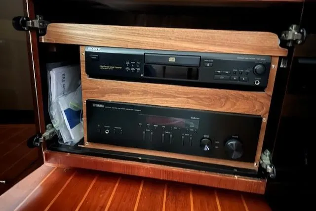  Yacht Photos Pics Audio equipment in a 1993 Viking 45 Convertible boat cabinet.