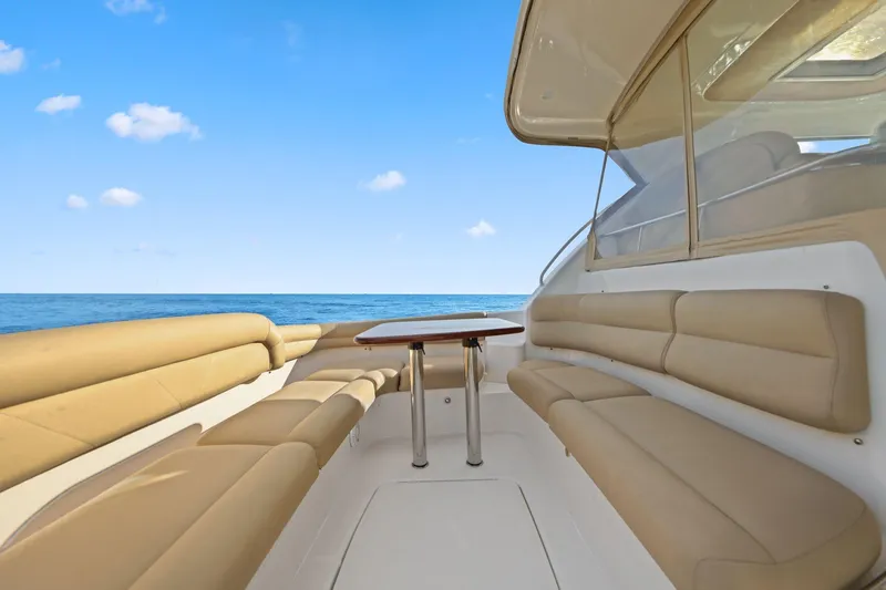  Yacht Photos Pics Luxurious seating area on 2008 Tiara Yachts 4300 Sovran, overlooking the ocean.