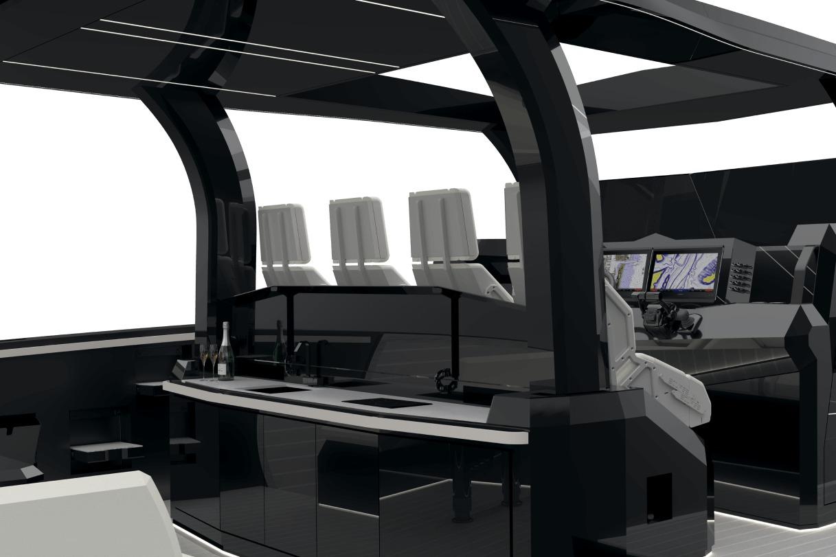 Luxurious interior of 2025 ECLIPSE Saros 50 yacht with modern navigation equipment.