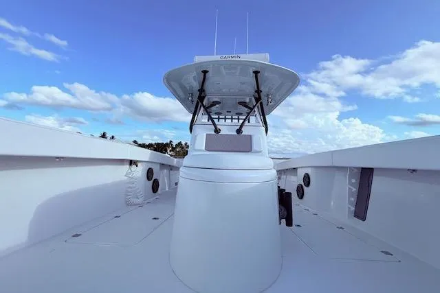  Yacht Photos Pics 2019 Freeman 34 boat with Garmin equipment, clear sky, and ocean view.