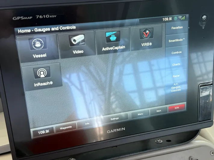 Formula 41pc Yacht Photos Pics Garmin GPSMAP 7610xsv display on 1999 Formula 41 PC boat, showing gauges and controls interface.