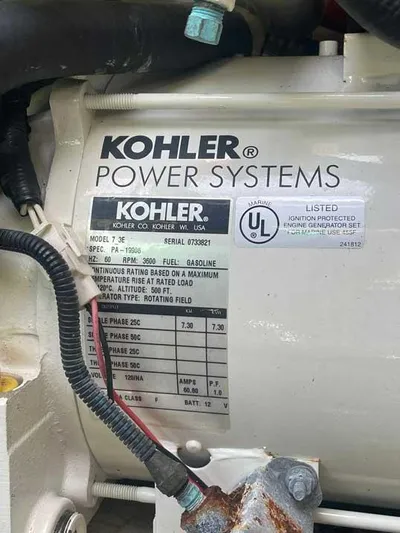  Yacht Photos Pics Kohler Power Systems generator label on a 2003 Formula 37 PC boat.