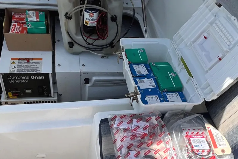  Yacht Photos Pics Maintenance supplies and generator in a 2018 Lagoon 450 yacht.