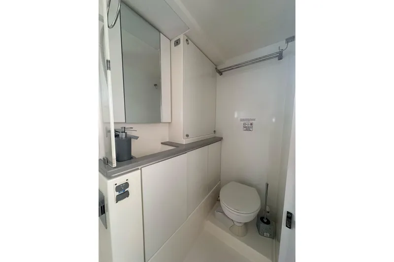 Nice Aft Too Yacht Photos Pics Modern bathroom in 2018 Leopard 45 yacht with sleek fixtures and storage.