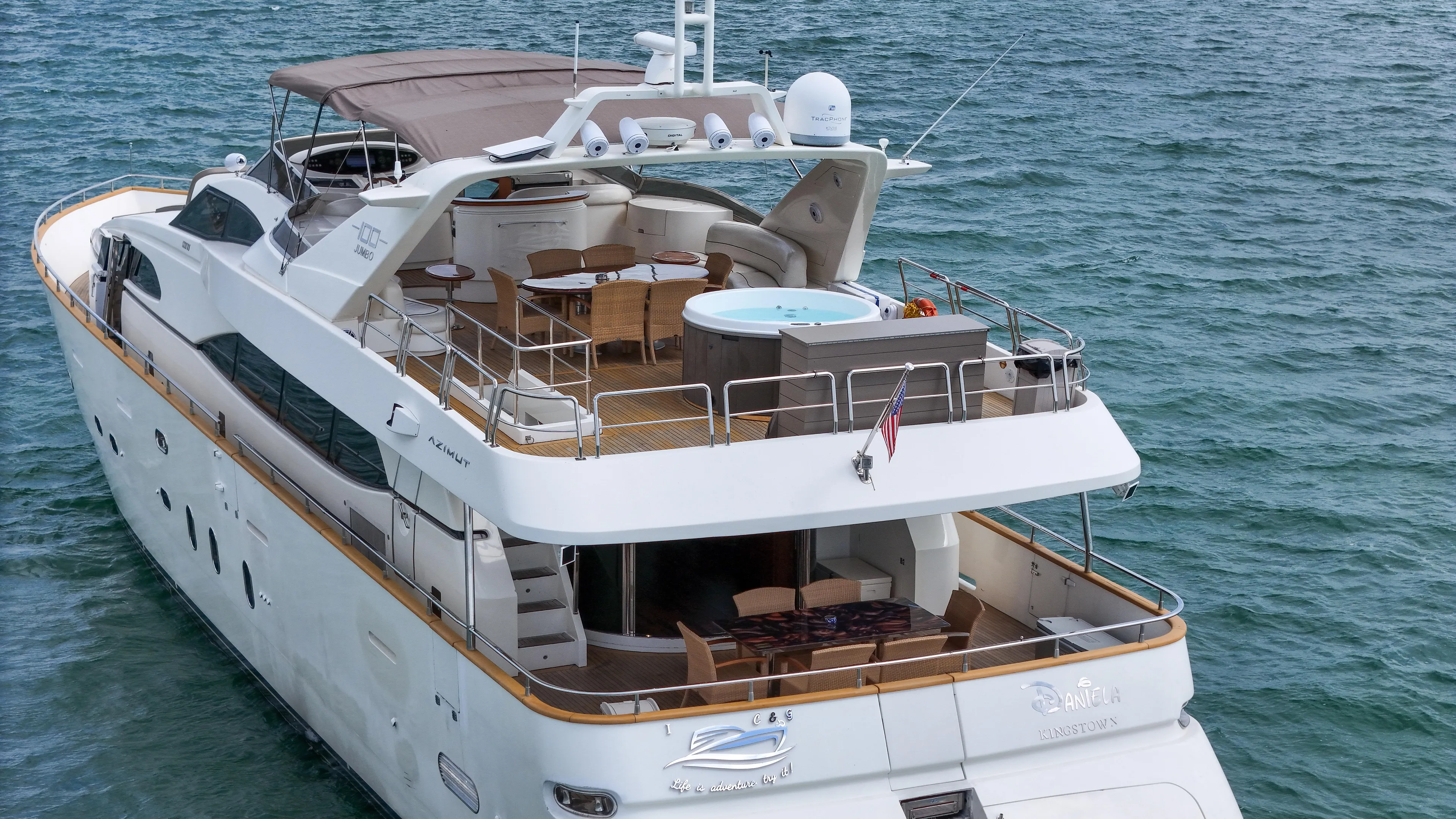  Yacht Photos Pics 2006 Azimut 100 Jumbo yacht on the water, featuring spacious decks and luxurious amenities.
