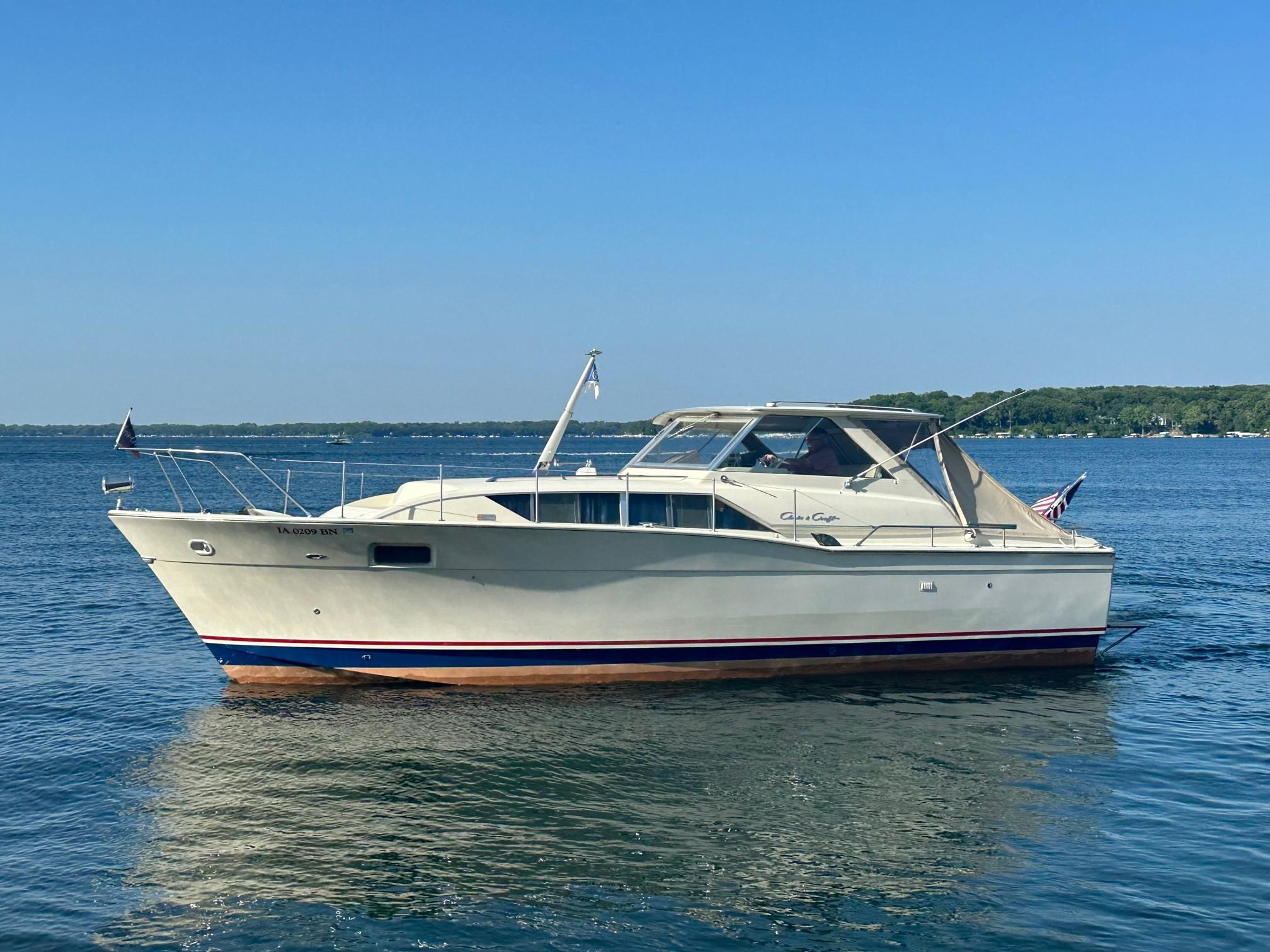 1968 Chris-Craft 35 Commander on calm water.