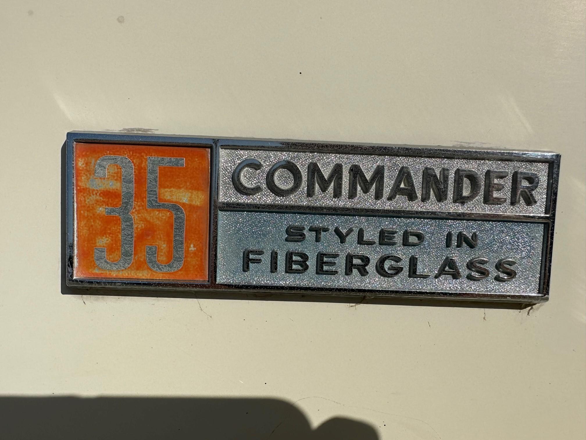 Chris-Craft 35 Commander 1968 emblem, styled in fiberglass.