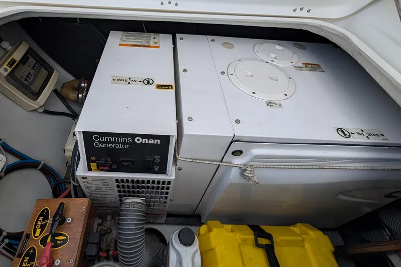  Yacht Photos Pics Cummins Onan generator in a 2015 Lagoon 450 yacht engine compartment.