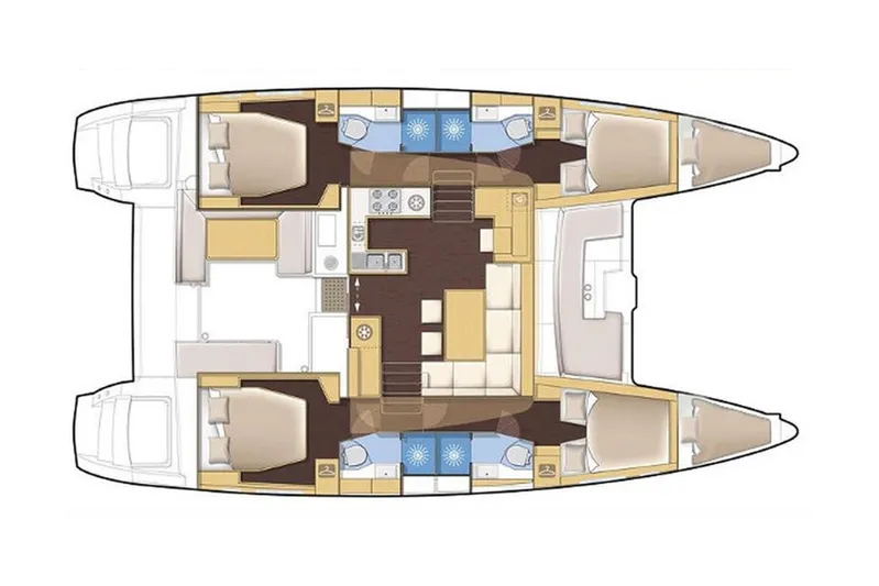  Yacht Photos Pics Floor plan of a 2015 Lagoon 450 catamaran, featuring cabins and living areas.