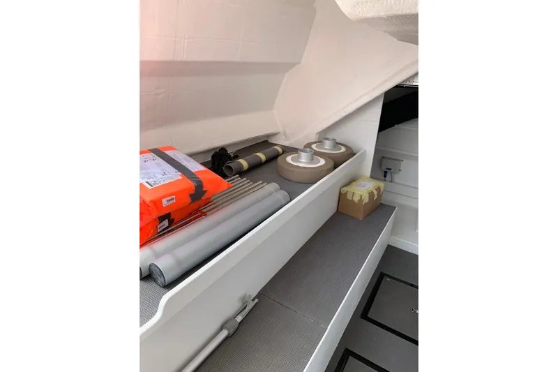  Yacht Photos Pics Storage area in 2019 Galeon 500 Fly yacht with equipment and supplies.