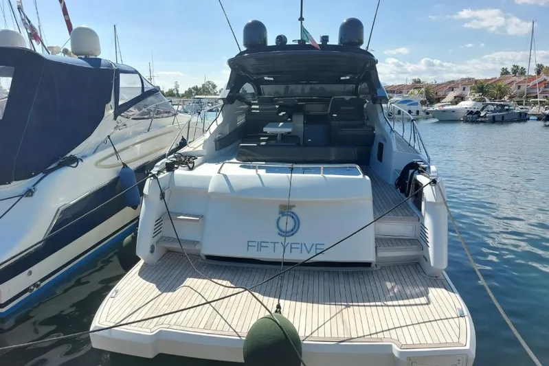 Fiftyfive Yacht Photos Pics 2022 Rizzardi Infive yacht docked at marina, stgern view.