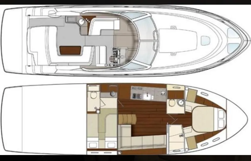  Yacht Photos Pics Floor plan of a 2011 Sea Ray 470 Sundancer yacht, showcasing interior layout and design.
