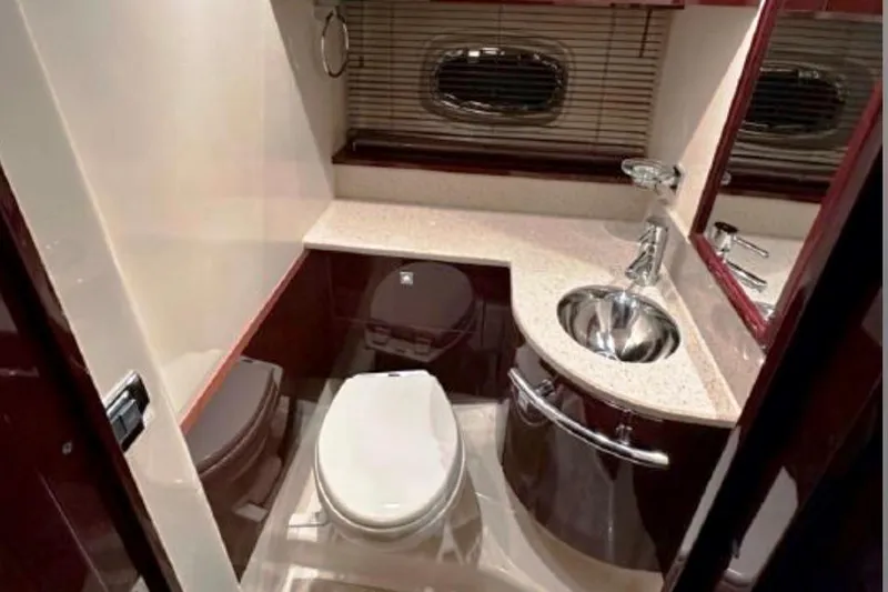  Yacht Photos Pics Luxurious bathroom in 2011 Sea Ray 470 Sundancer yacht with modern fixtures.